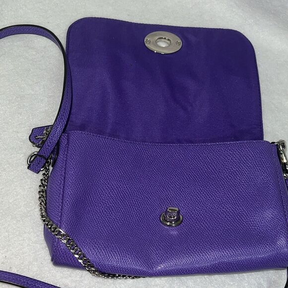 Coach Mini Ruby Cross Body Cross Grain Leather Bag -Purple Iris - $295 Excellent - Picture 6 of 11